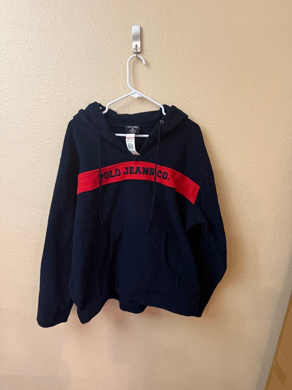 VTG 90s Polo Jeans Co Ralph Lauren Quarter Zip Fleece Hoodie NWT Deadstock XL